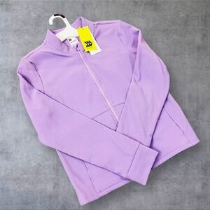 NEW All in Motion Jacket Girls XL 14‎ Light Purple Full Zip Ribbed Slim Fit Crop